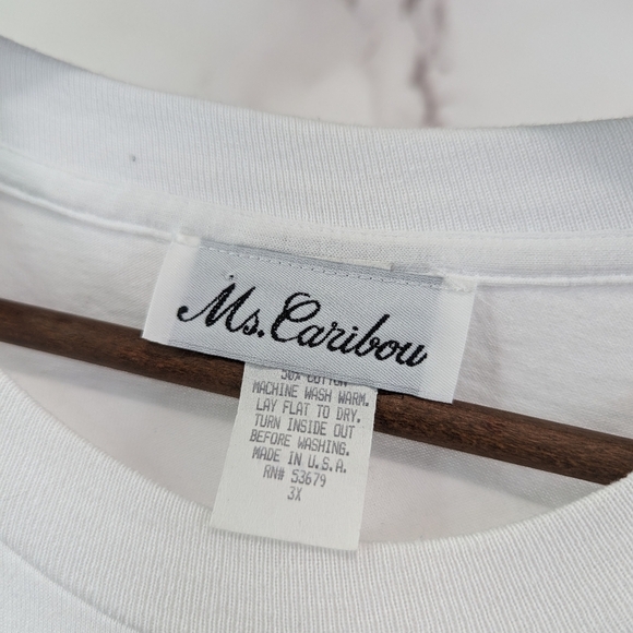 Vintage T Shirt Women 3X White 90s Zebra Leopard Tiger Animal Floral Lily Crew - Picture 3 of 11